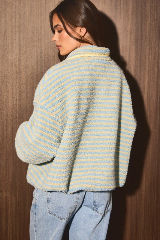 Mary Kate Stripped Fleece Jacket